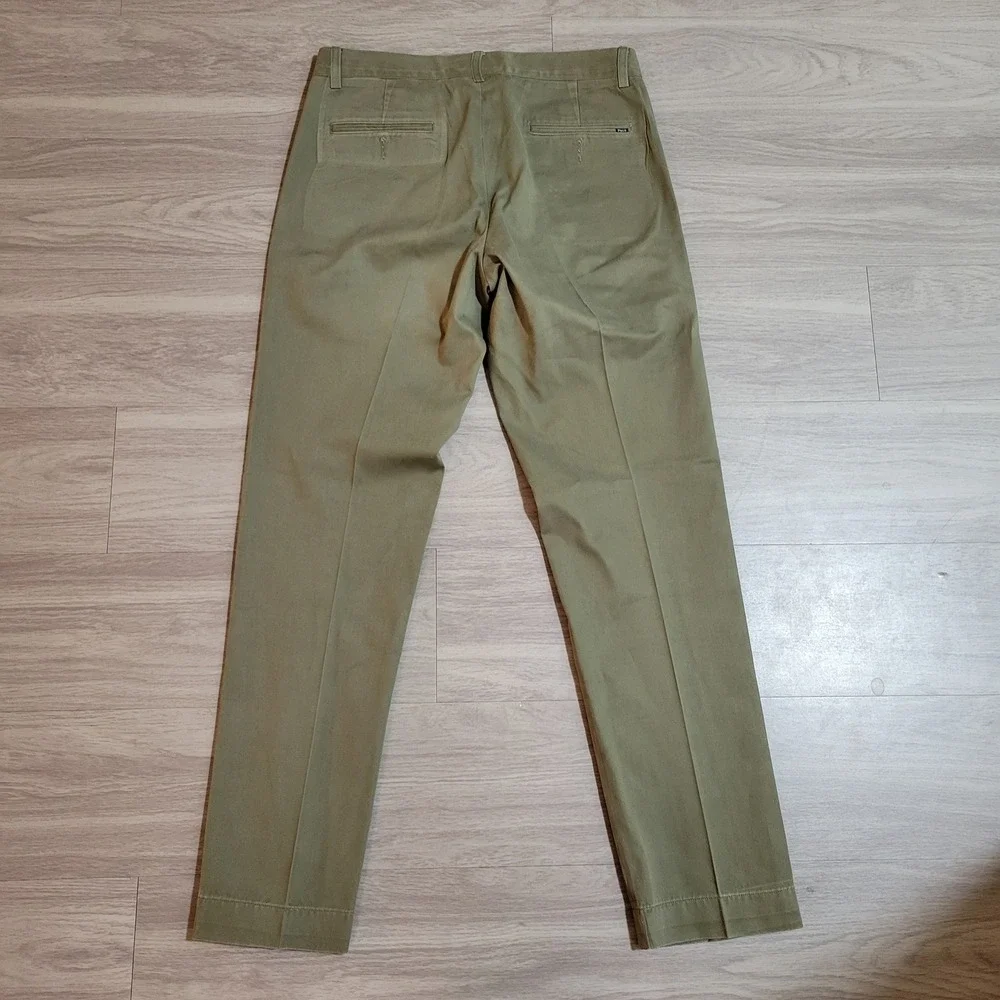 Polo Ralph Lauren Slim Fit Chino Pants Mens 32x33Olive Green Khaki Flat Front